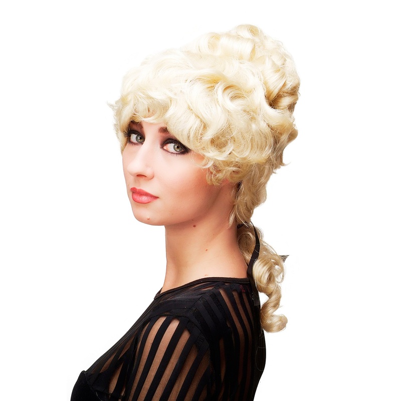 Historic Lady Wig Baroque Victorian Beehive ringlets curled platinum blond L.C.L-613