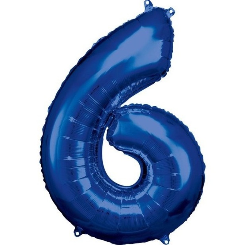 Number balloon 6 Metallic Blue 86cm