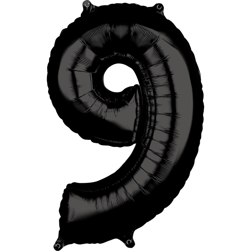 Black number 9 balloon 66cm