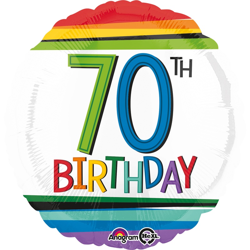 Rainbow 70th-Birthday foil balloon 43cm