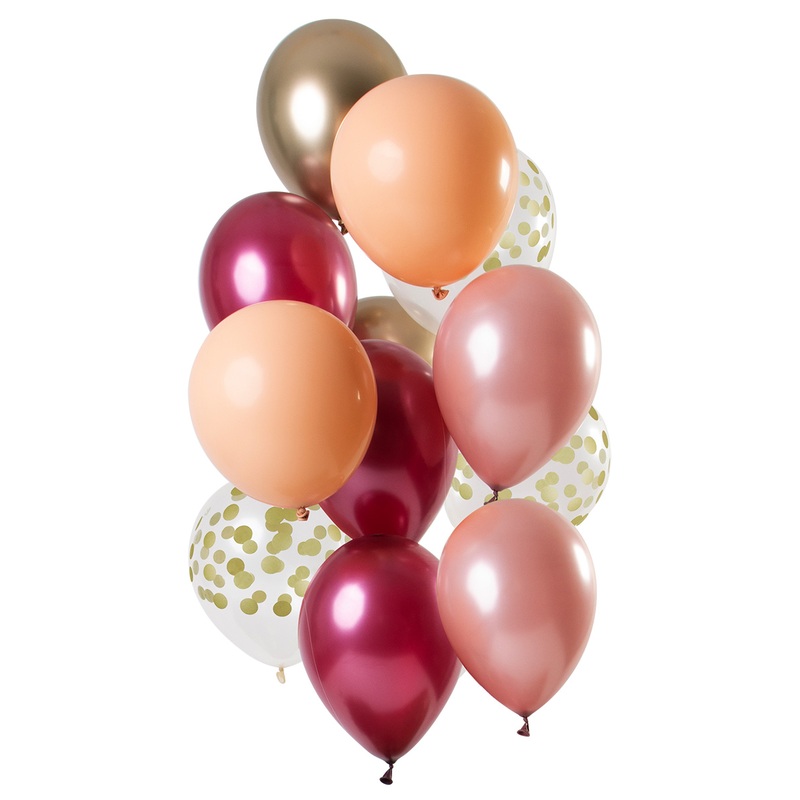 12 colored ruby latex balloons