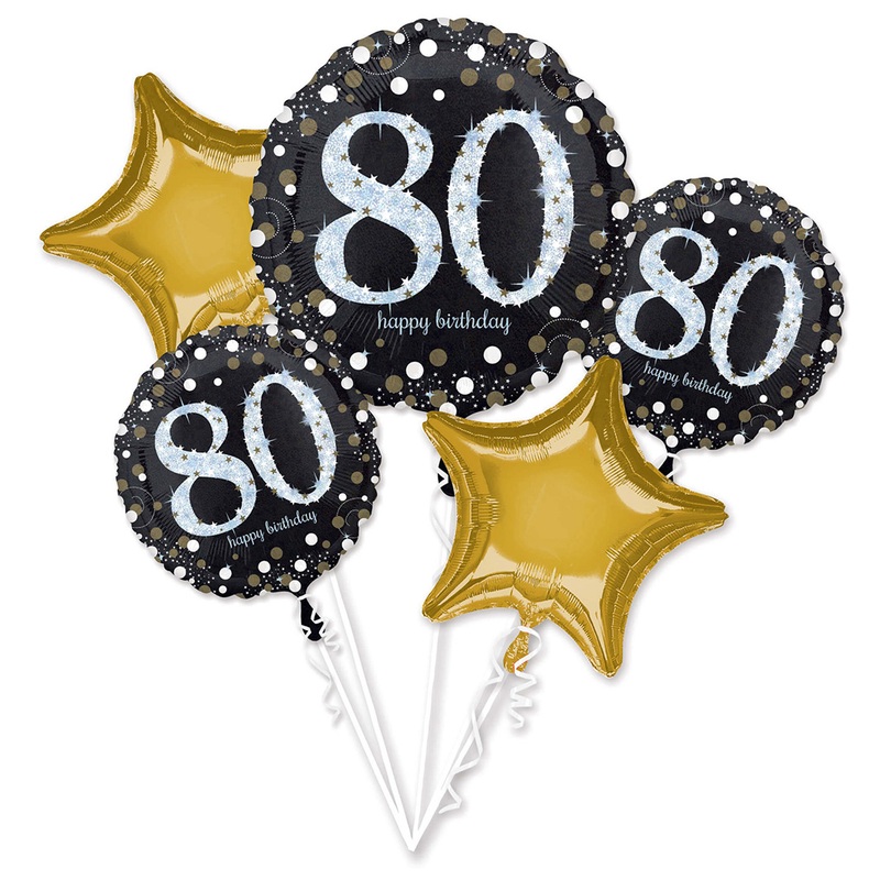 80th birthday foil balloon bouquet
