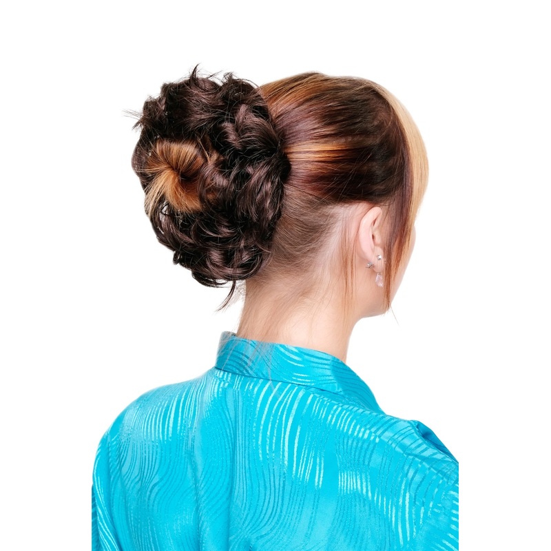 Scrunchy Hair Piece hair band voluminous wild curled mahogany brown mix FQ-3122