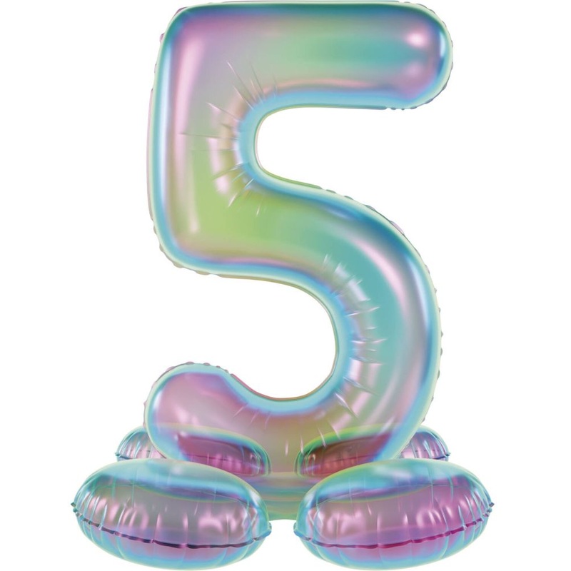 Standing foil balloon iridescent number 5