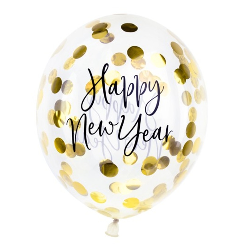 3 VIP New Year confetti balloons 30cm