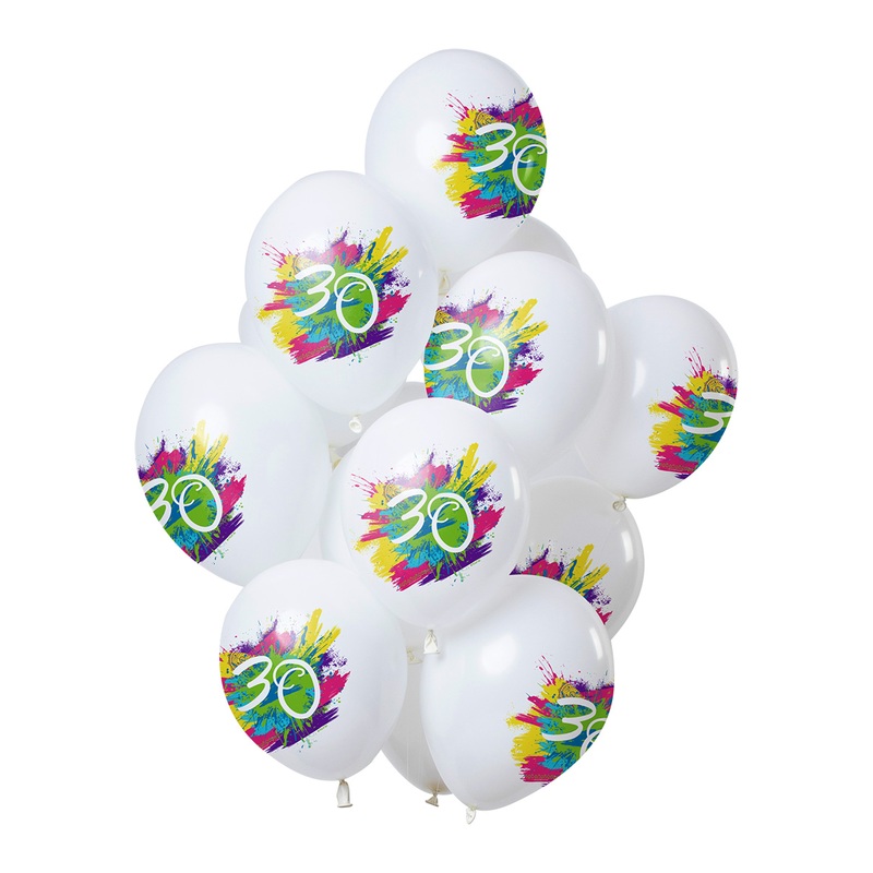 30th birthday 12 latex balloons Color Splash