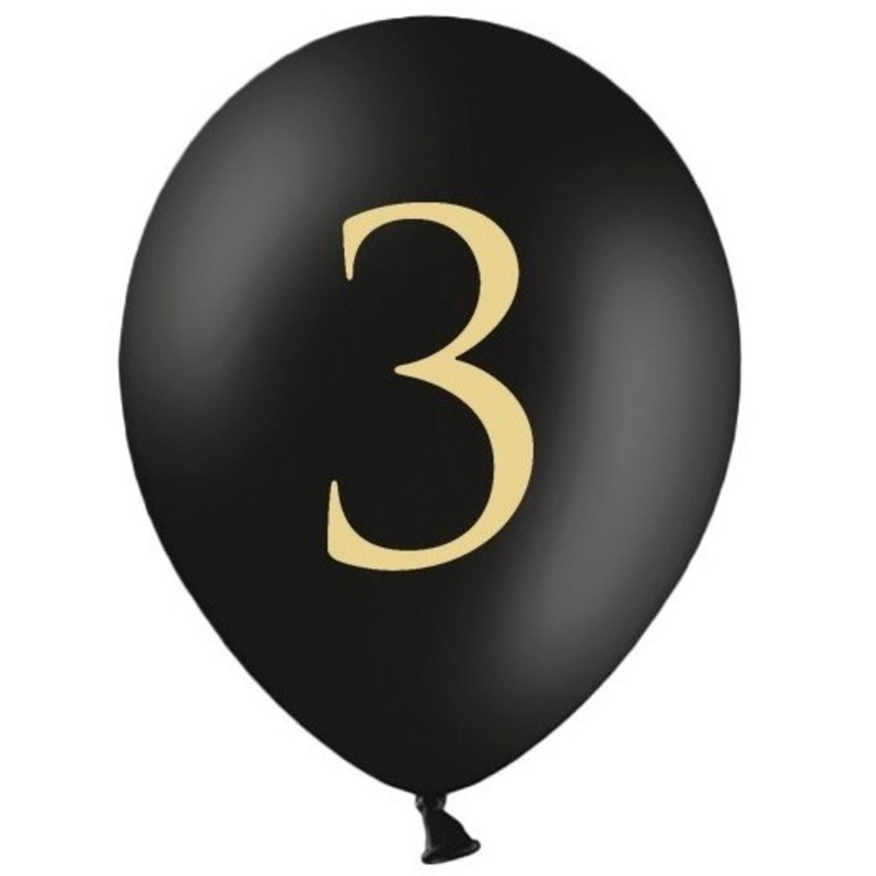 50 black balloons golden number 3