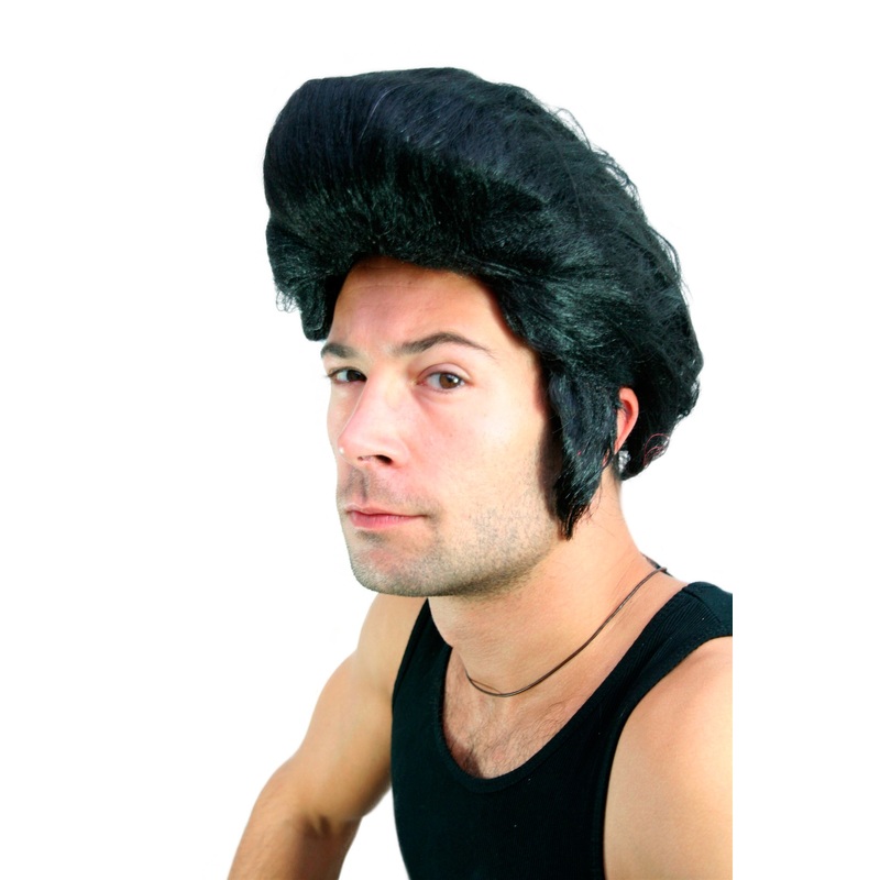 Party Fancy Dress Halloween wig Men black Quiff Rockabilly Fonz lm-706