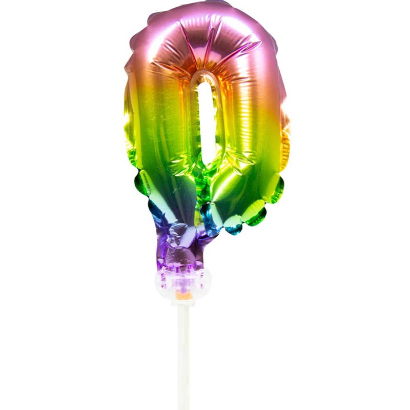 Rainbow cake decoration balloon number 0