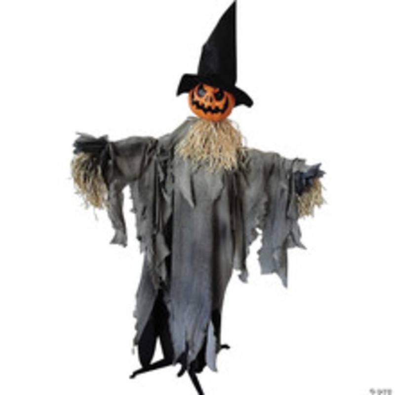 6′ Scarecrow Pumpkin with Hat Animated Prop