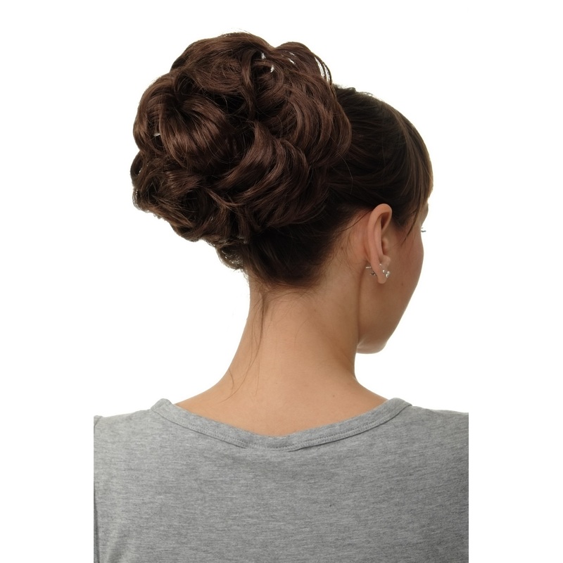 Hairpiece Hairbun Top Knot Bun Hair Rose Bushy Medium Brown Q840-6