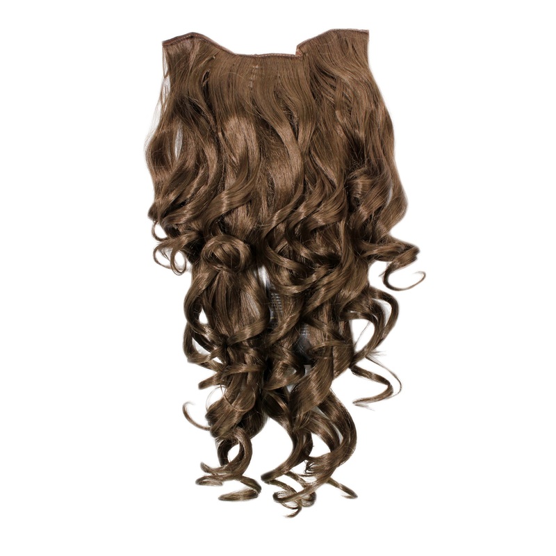 Hairpiece Halfwig 7 Clip In Extension long curls curled light brown H9503