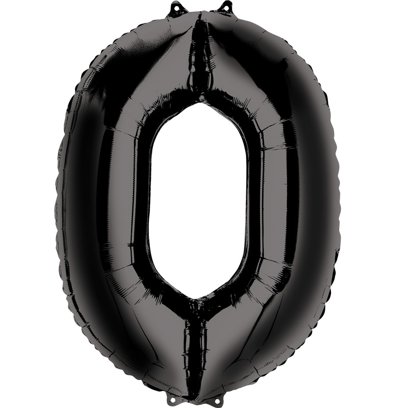 Numbers foil balloon 0 black 63 x 88cm