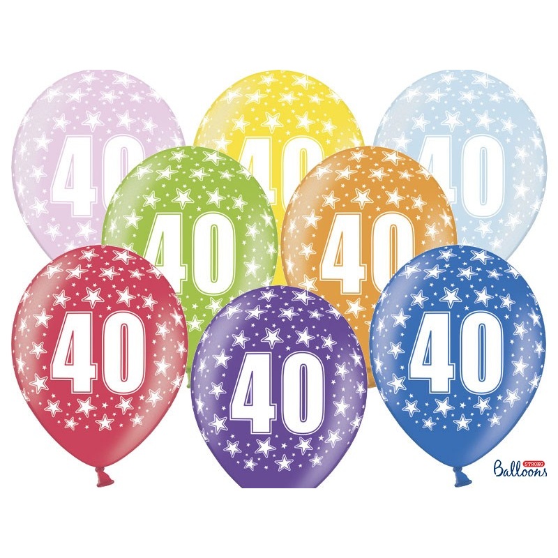 6 wild 40th birthday balloons 30cm