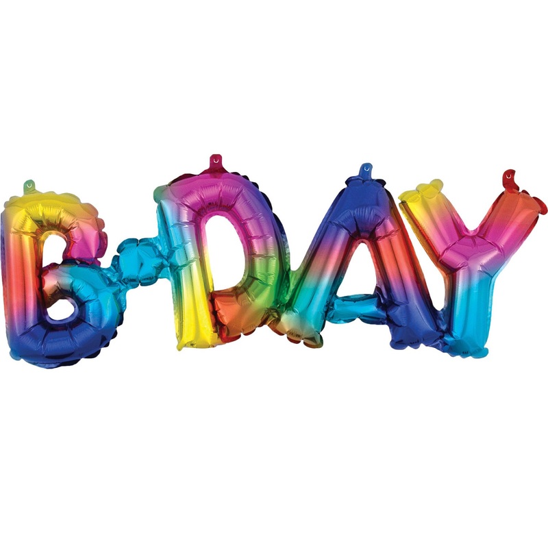 Colorful B-Day foil balloon 66 x 22cm