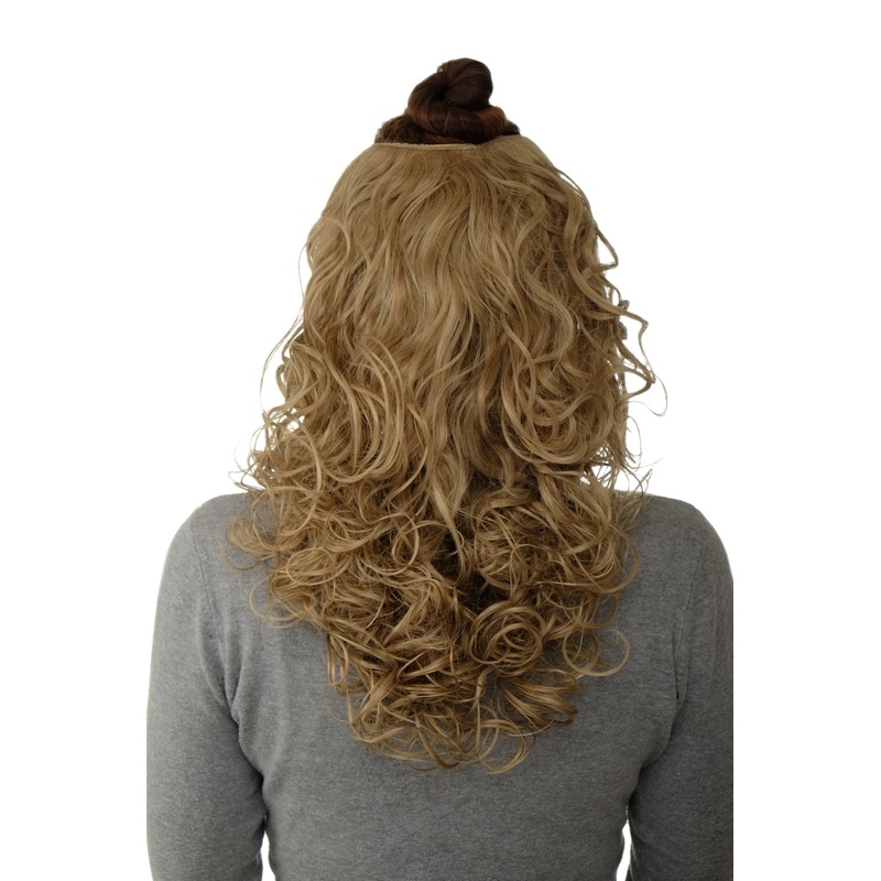 Hairpiece 7 Clips Hair Extension Half Wig Curls Ash Blonde H9312-24