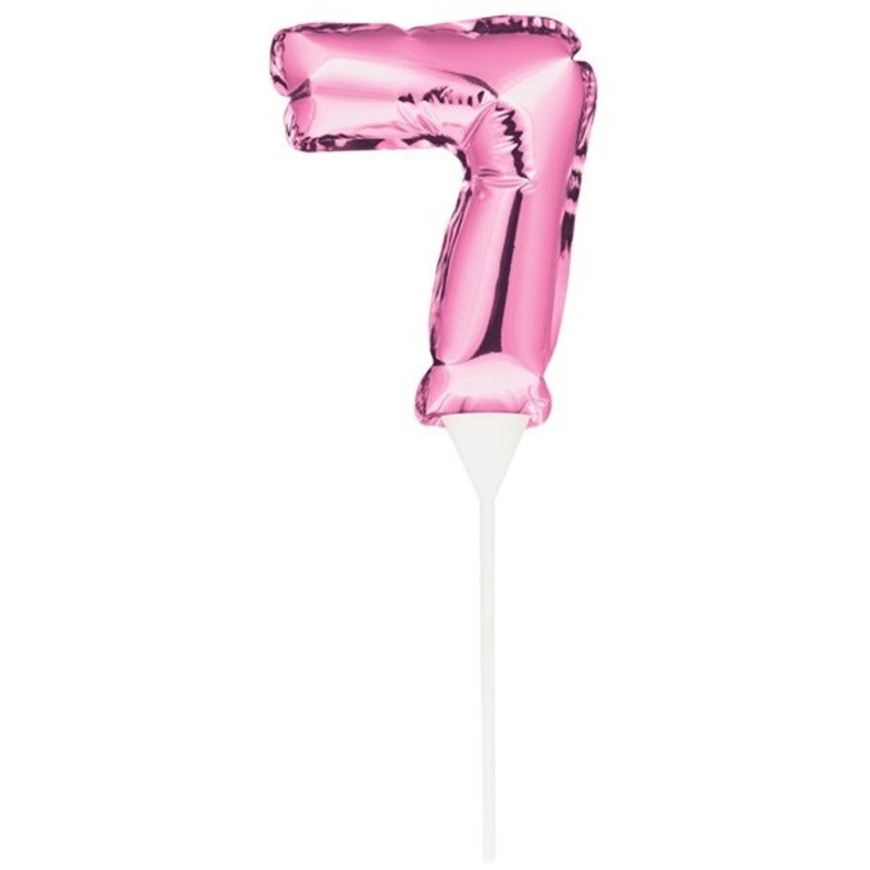 Pink number 7 balloon cake decoration 13cm