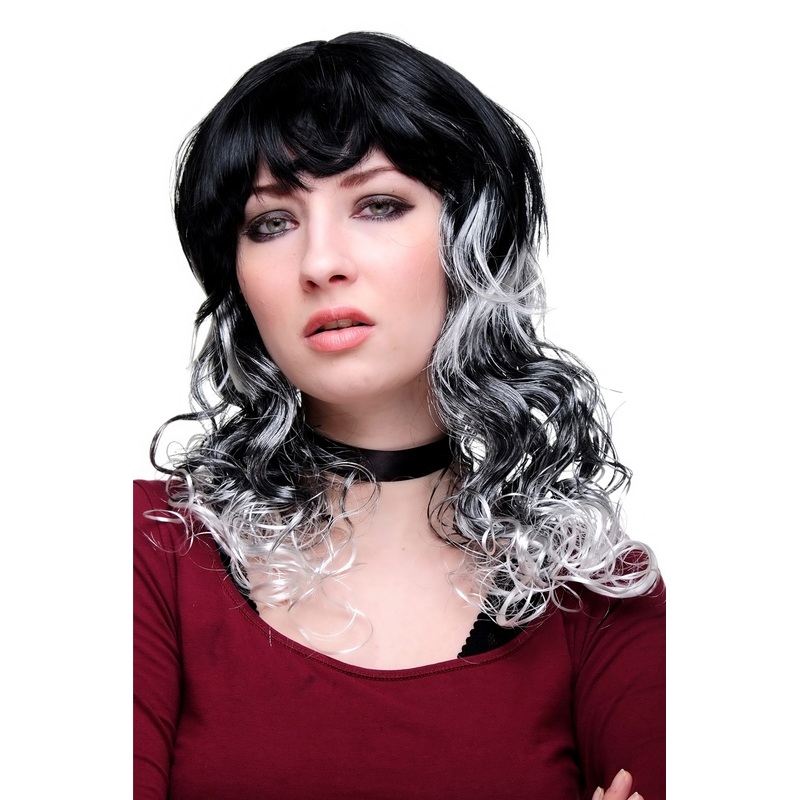 Lady party wig black grey pigtails Baroque witch sorceress Gothic Lolita DT219