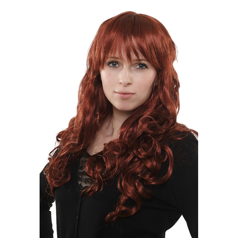 Lady wig sexy wild fringe bangs dark red urls volume Jezebel She-Devil 3404