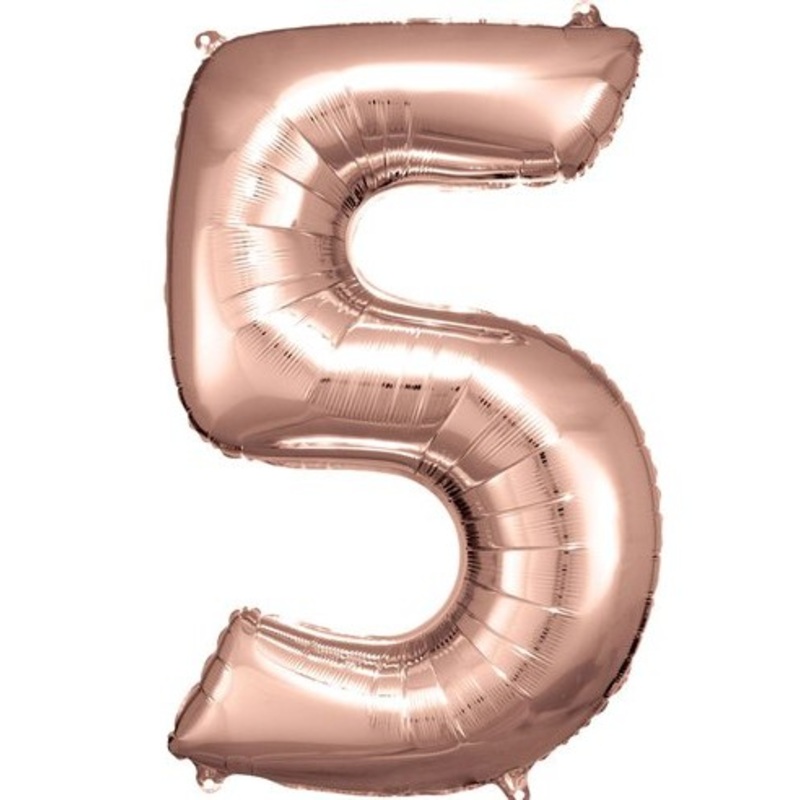 Rose gold number 5 balloon 86cm