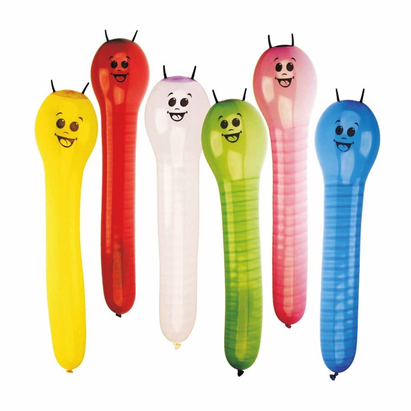12 funny worms latex balloons