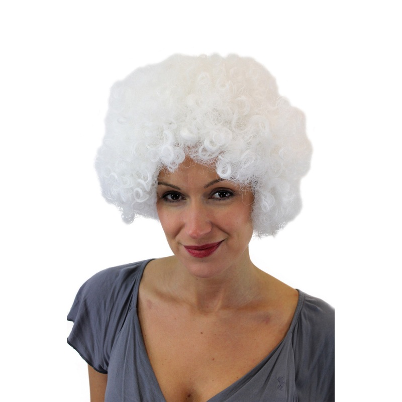Party Halloween Soccer wig super volume white disco afro funky huge  PW0011