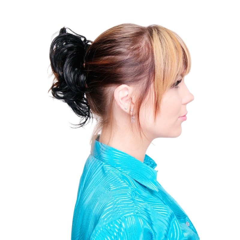 Scrunchy Hair Piece hair band voluminous wild curled black JL-0119A