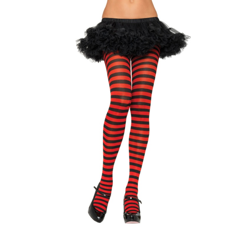 Striped Nylon Tights Black/Purple