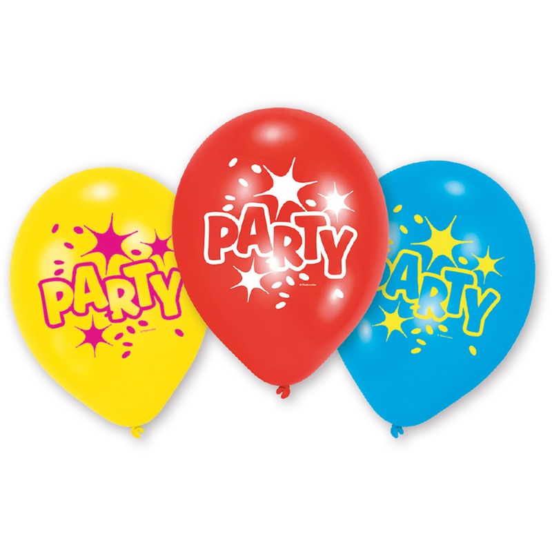 6 party fun latex balloons 23cm
