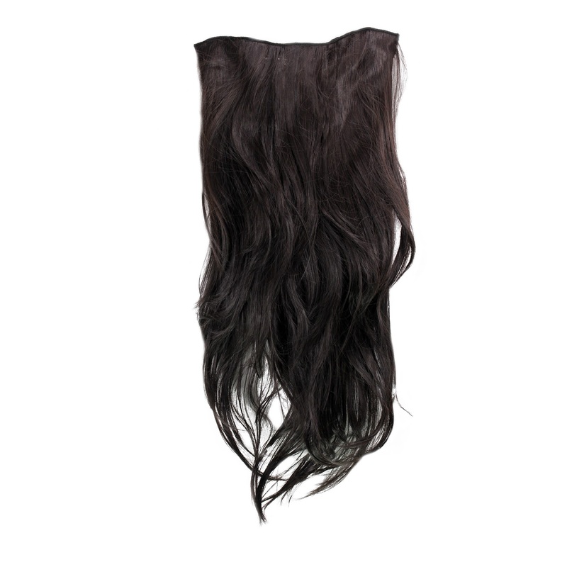 Hairpiece Halfwig 7 Clip In Extension very long straight dark brown H9505