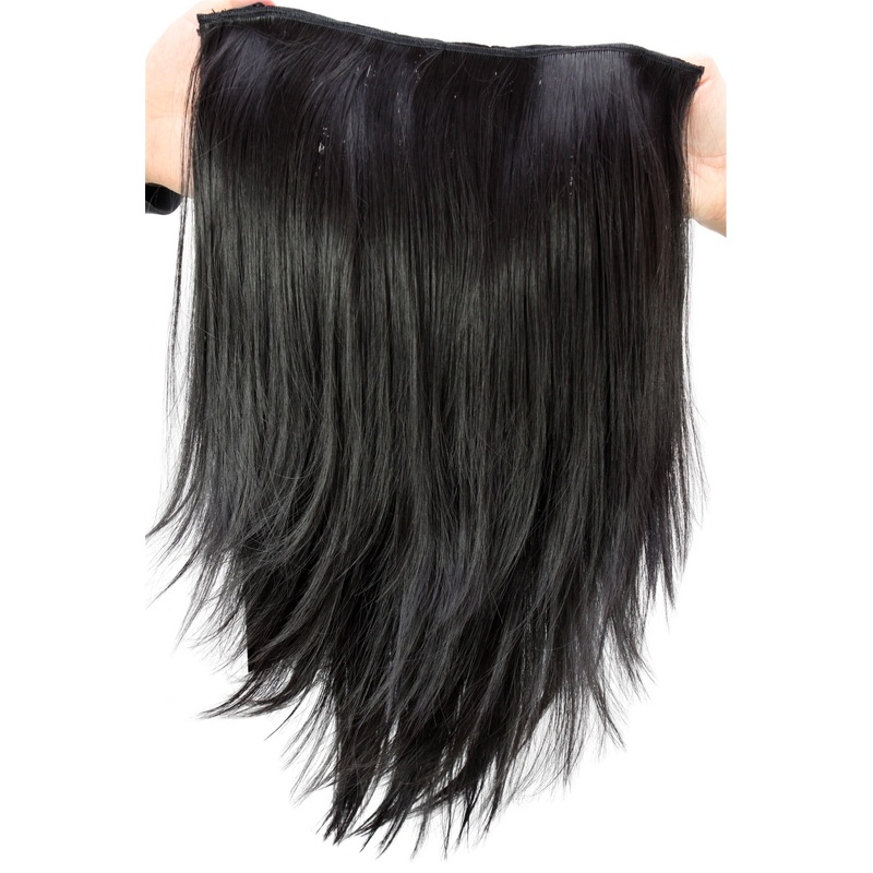 Hairpiece Halfwig half wig 7 Clip Clip-In Extension straight long black H9514