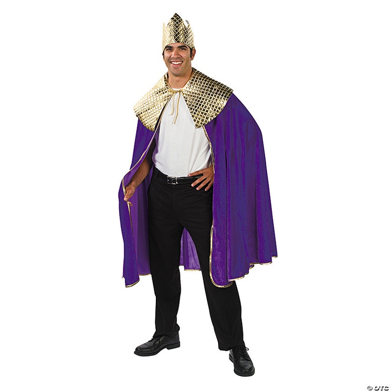 Men’s Purple Wise Man’s Cape with Crown Costume
