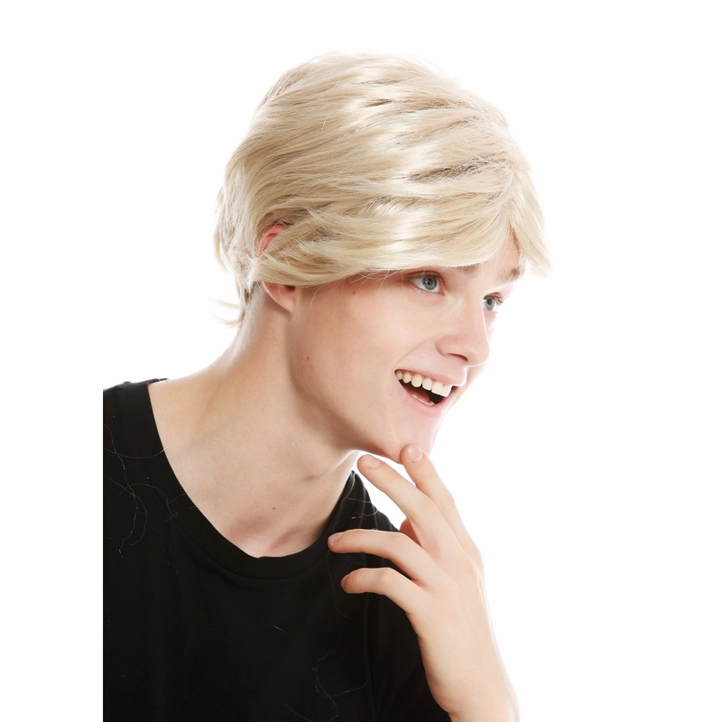 Party wig men short parting carnival Halloween blonde golden blonde PW0174