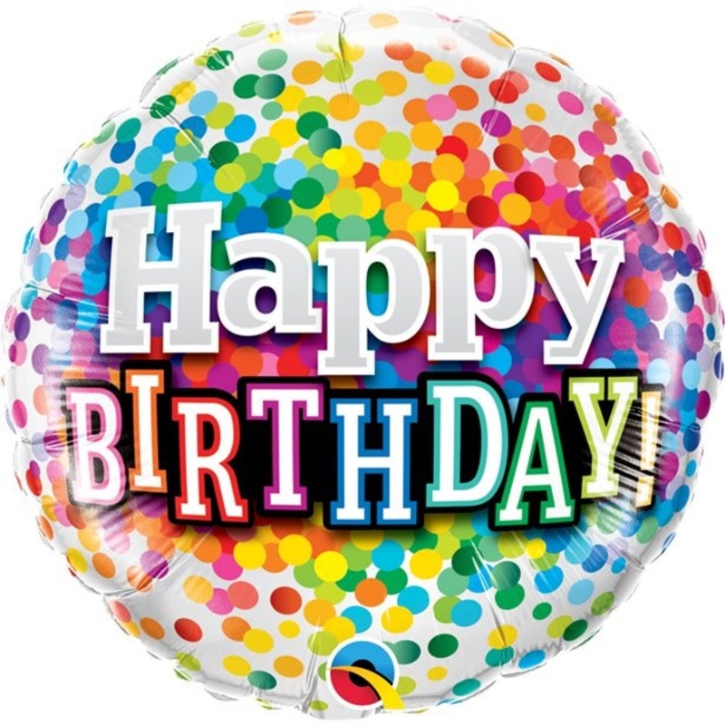 Rainbow confetti foil balloon 46cm