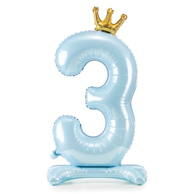 Babyblue number 3 standing foil balloon