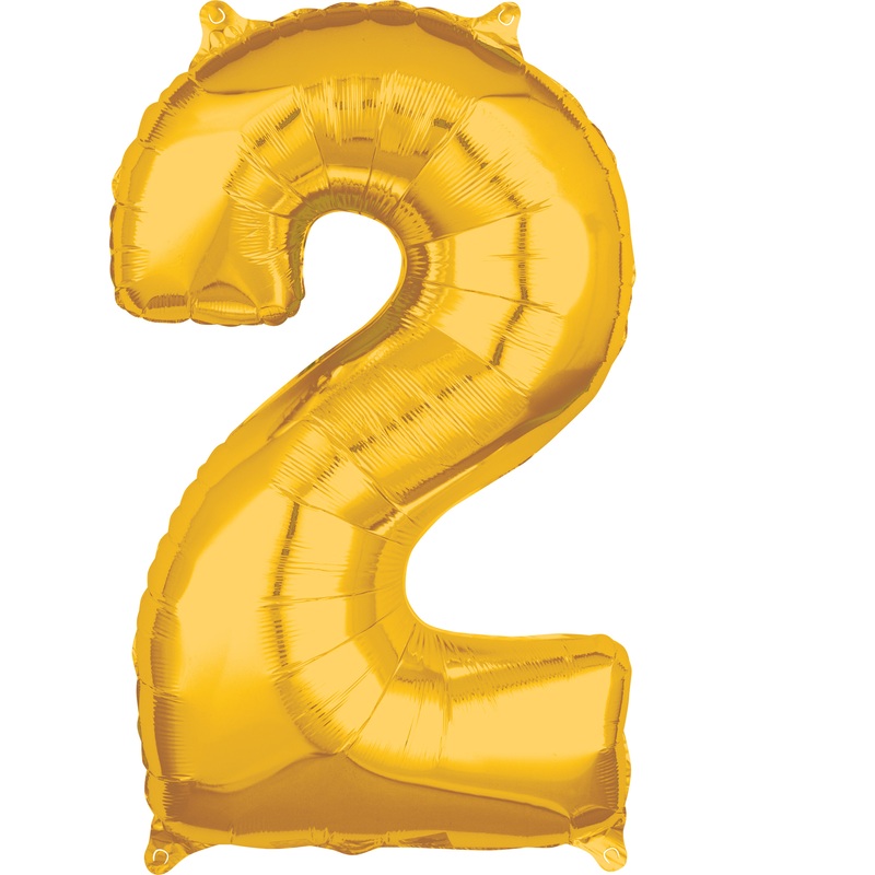 Numbers foil balloon 2 gold 66cm