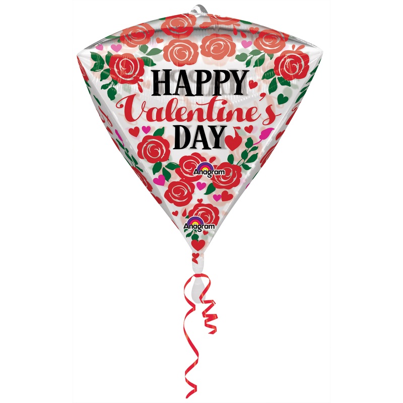 Rosy Valentine’s Day diamond balloon 38 x 43cm