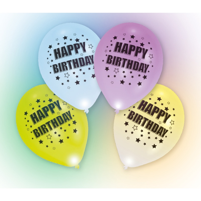 Set of 4 Happy Birthday LED balloons