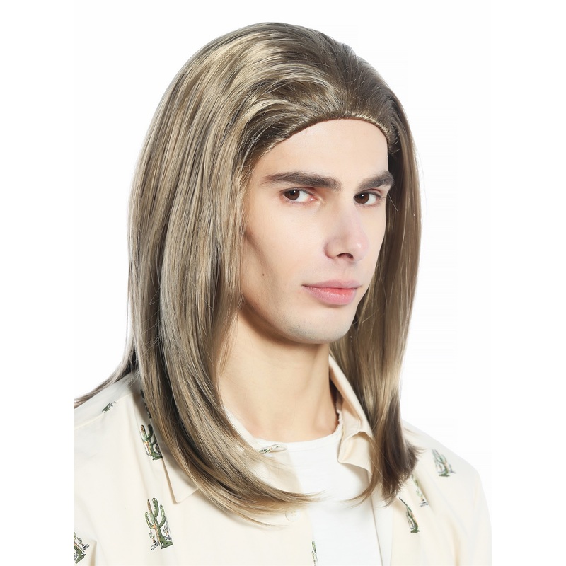 Wig men women medium shoulder length smooth blond Gigolo handsome CW-047