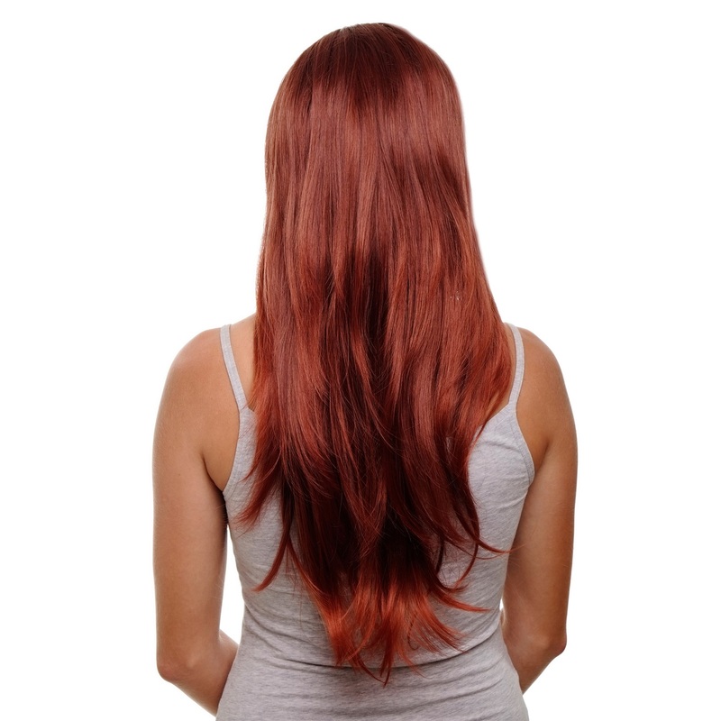 Hairpiece Halfwig 7 Clip In Extension very long straight mahogany red mix H9505