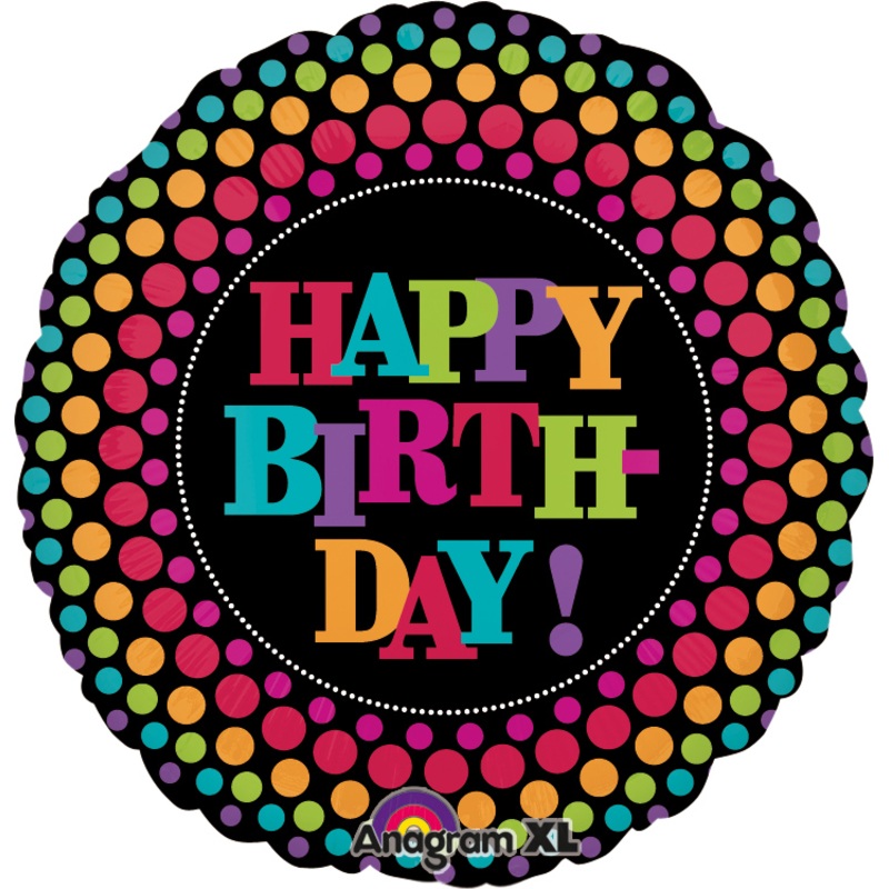 Round happy birthday retro balloon