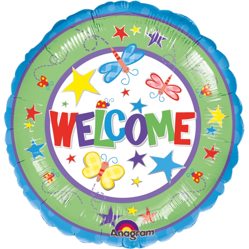 Round welcome foil balloon