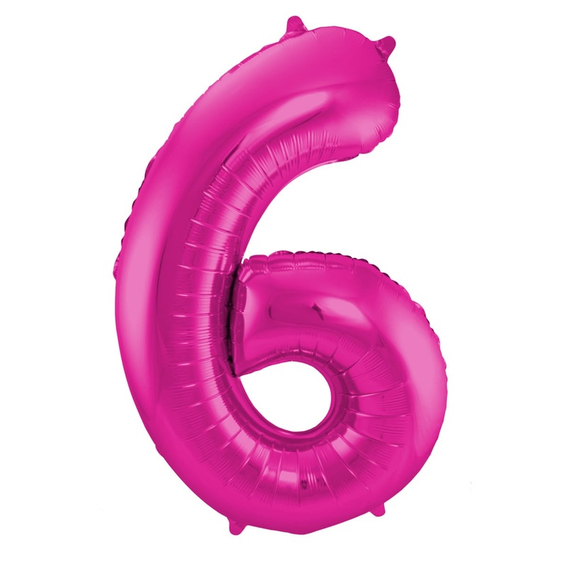 XXL number balloon 6 magenta 86cm
