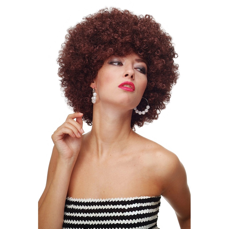 Afro Wig Halloween Carnival Men Women 70s Party Mahogany Brown Disco PW0011-P30