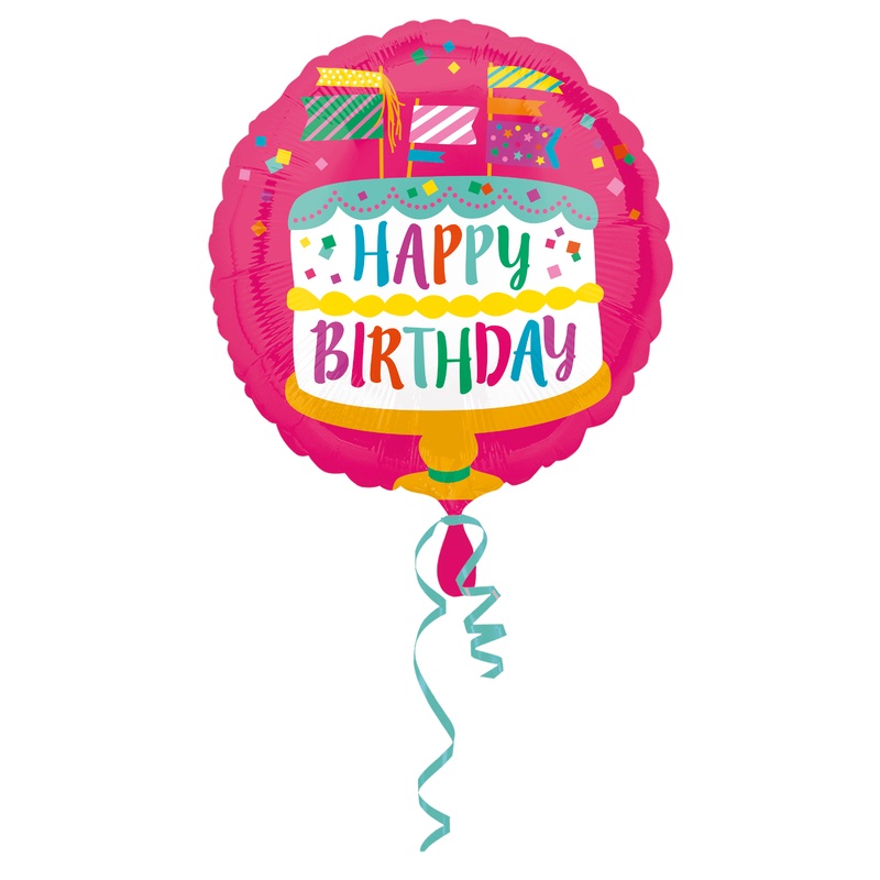 Birthday balloon happy birthday cake