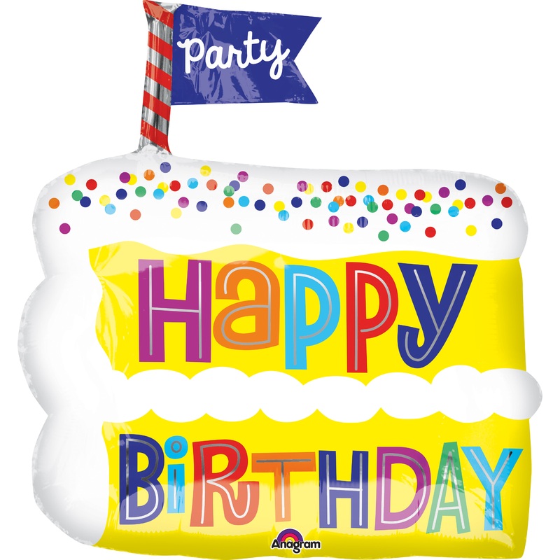 Foil balloon birthday party cake piece