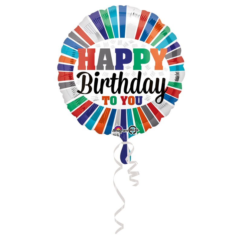 Foil balloon Happy Birthday To You Stripes