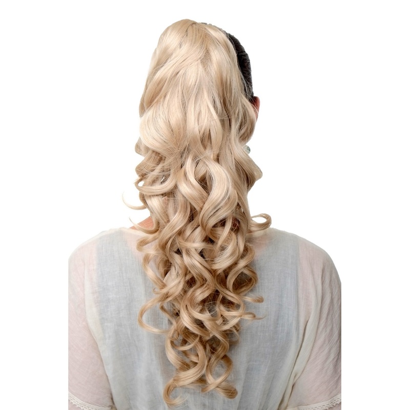 Hairpiece Ponytail very long wavy slightly curled curls golden light blonde SA09-202