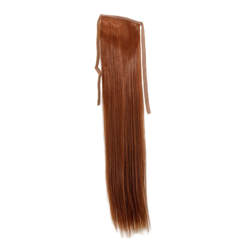 Hairpiece slim Ponytail Pigtail  Copper Brown straight band + clip fastening YZF-TS18-30