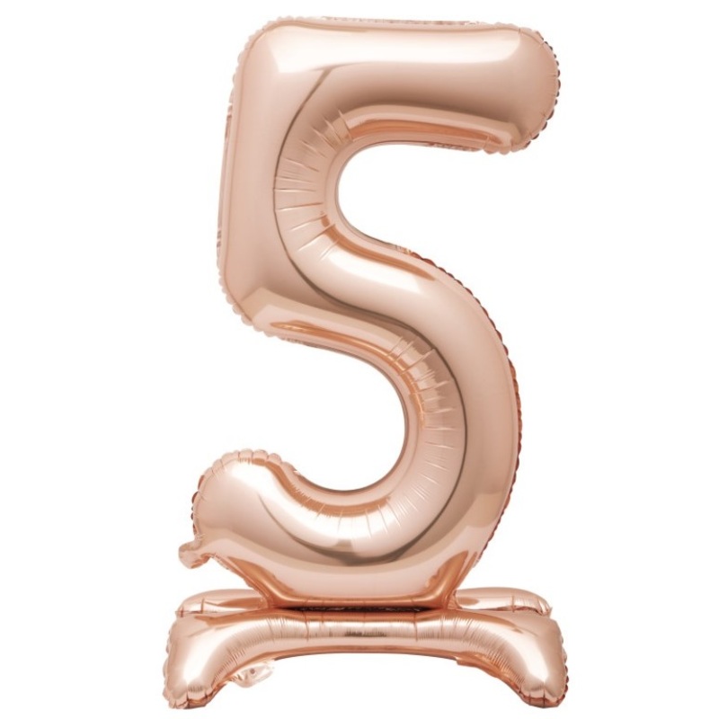 Number 5 standing foil balloon rose gold 76cm